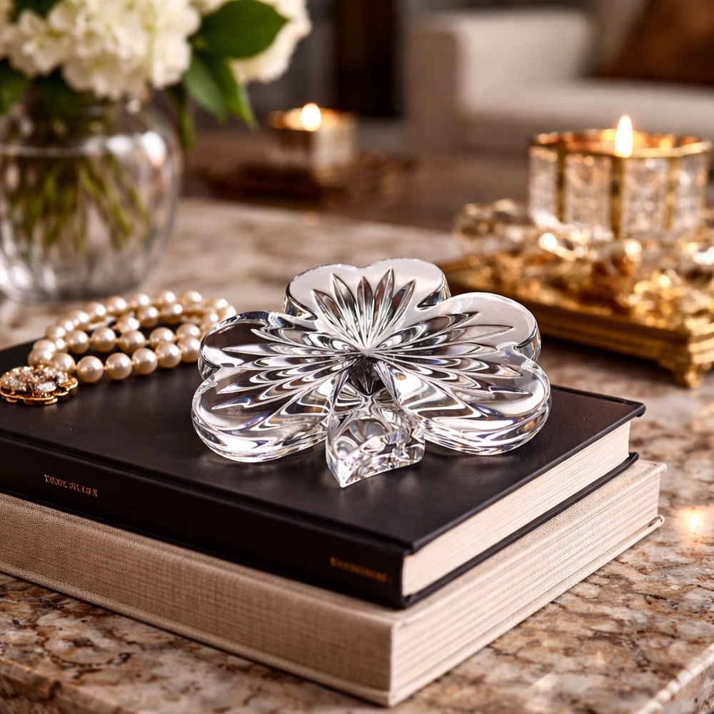 NWT Waterford Crystal Shamrock Paperweight – 3” x 3.8” | Authentic